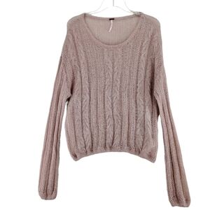 Free People Knit Sweater Top XS Angel Soft Frappucino Latte Mauve Drop Shoulder